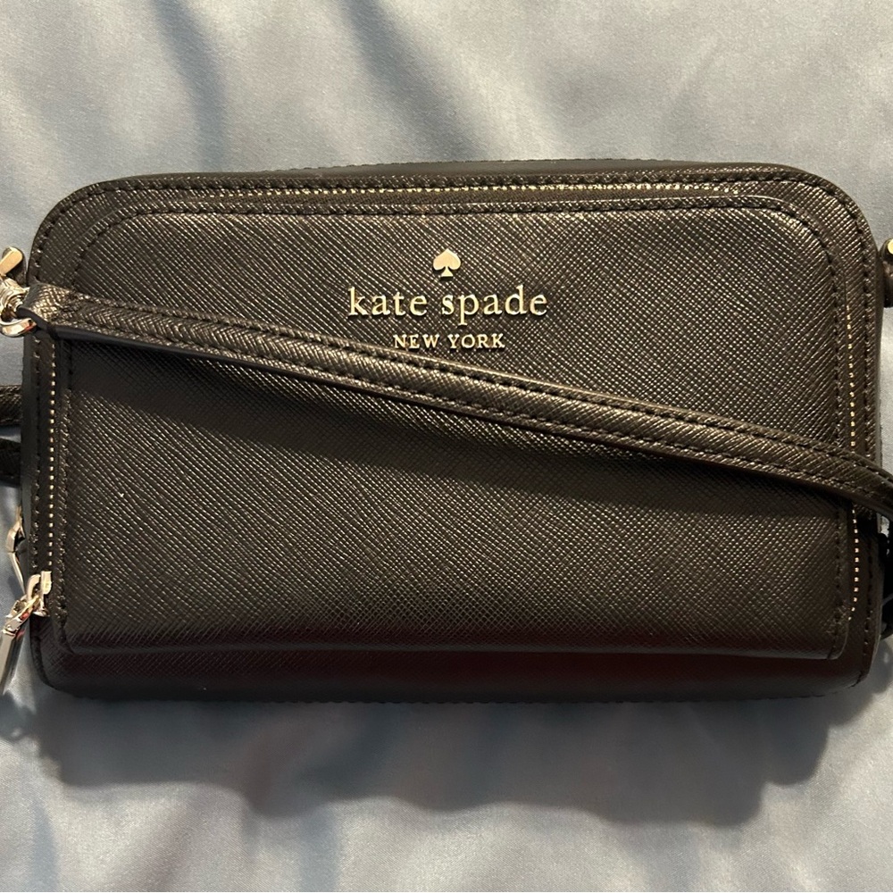 kate spade Black Crossbody Bag with Smooth Leather and Gold Branding - like new! - Picture 3 of 9